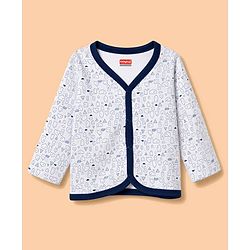 Babyhug 100% Cotton Knit Full Sleeves Striped & Printed Jhablas Pack of 3 - Navy Blue & White