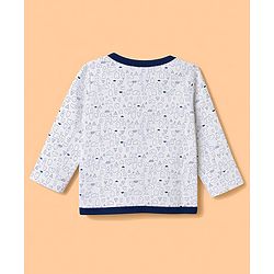 Babyhug 100% Cotton Knit Full Sleeves Striped & Printed Jhablas Pack of 3 - Navy Blue & White