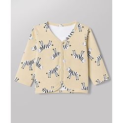 Babyhug 100% Cotton Interlock Knit Full Sleeves Striped & Zebra Printed Jhablas Pack of 3 - White & Orange