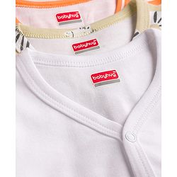 Babyhug 100% Cotton Interlock Knit Full Sleeves Striped & Zebra Printed Jhablas Pack of 3 - White & Orange