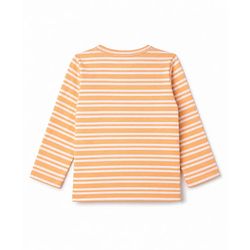 Babyhug 100% Cotton Knit Full Sleeves Striped Front Open Jhablas With Boat Print Pack of 3 - Light Blue, Orange & Peach