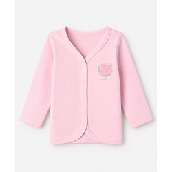 Babyhug 100% Cotton Knit Full Sleeves Floral Printed Jhablas Pack of 3 - Pink & White