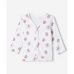 Babyhug 100% Cotton Knit Full Sleeves Floral Printed Jhablas Pack of 3 - Pink & White