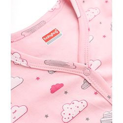 Babyhug 100% Cotton Interlock Knit Full Sleeves Front Open Jhablas With Polka Dot, Cloud & Floral Print Pack of 3 - Pink, Light Pink & White