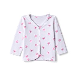 Babyhug 100% Cotton Interlock Knit Full Sleeves Front Open Jhablas With Polka Dot, Cloud & Floral Print Pack of 3 - Pink, Light Pink & White