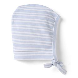 Babyhug 100% Cotton Interlock Knit Striped Baby Caps with Penguin in Boat Print Pack of 2 Blue & Light Pink - Diameter 9 cm