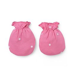 Babyhug 100% Cotton Interlock Knit Polka Dot Printed Cap Mittens & Booties Set Pink Diameter - 10 cm