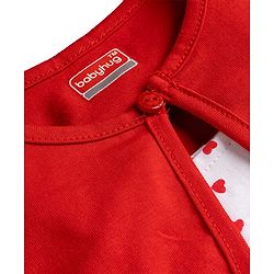 Babyhug Single Jersey Knit Half Sleeves Heart Printed Frock with Shrug - White