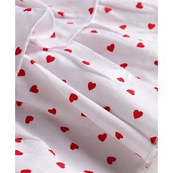 Babyhug Single Jersey Knit Half Sleeves Heart Printed Frock with Shrug - White