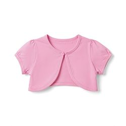 Babyhug Single Jersey Knit Floral Printed Frock with Half Sleeves Shrug & Bow - Pink