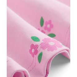 Babyhug Single Jersey Knit Floral Printed Frock with Half Sleeves Shrug & Bow - Pink