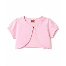 Babyhug Single Jersey Knit Frock and Shrug with Half Sleeves and Floral Print - Pink