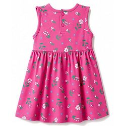 Babyhug Single Jersey Knit Frock and Shrug with Half Sleeves and Floral Print - Pink