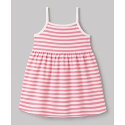 Babyhug Cotton Knit  Half Sleeves  Striped Frock with Shrug - Pink
