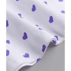 Babyhug Cotton Knit Frock and Shrug with Half Sleeves and Hearts Print in White