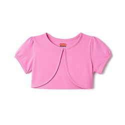 Babyhug Single Jersey Knit Half Sleeves Bow Printed Frock With Shrug - Pink