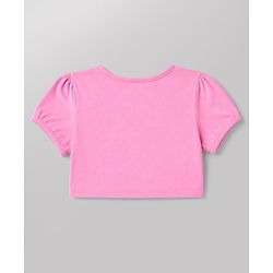 Babyhug Single Jersey Knit Half Sleeves Bow Printed Frock With Shrug - Pink