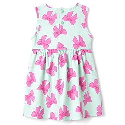Babyhug Single Jersey Knit Half Sleeves Bow Printed Frock With Shrug - Pink