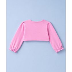Babyhug Single Jersey Knit Full Sleeves Shrug With Floral Printed Frock - White