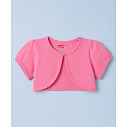 Babyhug Single Jersey Knit Frock & Half Sleeves Shrug with Butterfly Print - Pink