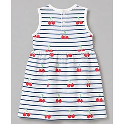 Babyhug Single Jersey Knit Half Sleeves Cherry Printed Frock with Shrug & Bow Applique  - White