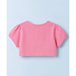 Babyhug Single Jersey Knit Half Sleeves Cherry Printed Frock With Shrug & Bow Applique - White & Pink
