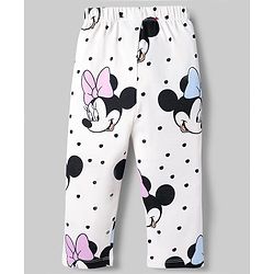 Babyhug Disney Single Jersey Knit Full Sleeves Shirt & Pyjama Co-ords Night Suit With Minnie Mouse Graphic - White