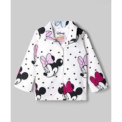 Babyhug Disney Single Jersey Knit Full Sleeves Shirt & Pyjama Co-ords Night Suit With Minnie Mouse Graphic - White