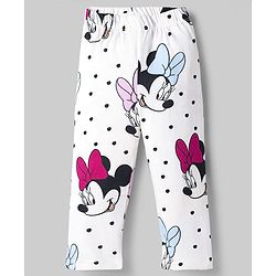 Babyhug Disney Single Jersey Knit Full Sleeves Shirt & Pyjama Co-ords Night Suit With Minnie Mouse Graphic - White
