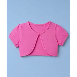Babyhug Cotton Single Jersey Knit Half Sleeves Floral Printed Frock with Shrug - White