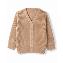 Babyhug Knit Full Sleeves Solid Colour Front Open Sweater - Maroon
