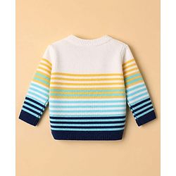 Babyhug Knit Full Sleeves Sweater and Pant Set with Stripes - Blue