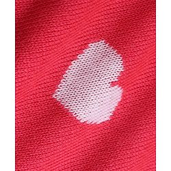 Babyhug Knit Full Sleeves Sweater Set With Heart Design  - Red