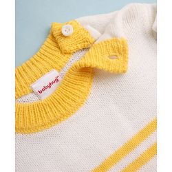 Babyhug Knit Full Sleeves Sweater and Pant Set with Stripes - Blue, Yellow