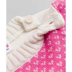 Babyhug Knit Full Sleeves Sweater Set With Floral Design - Pink