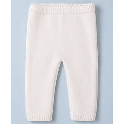 Babyhug Knit Full Sleeves Front Open Sweater and Pant Set with Stripes - White