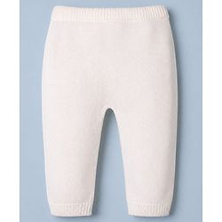 Babyhug Knit Full Sleeves Front Open Sweater and Pant Set with Stripes - White