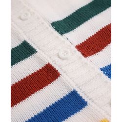Babyhug Knit Full Sleeves Front Open Sweater and Pant Set with Stripes - White