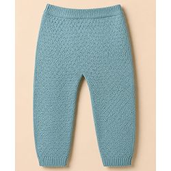 Babyhug Knit Full Sleeves Sweater & Pant Set with Color Block - Blue