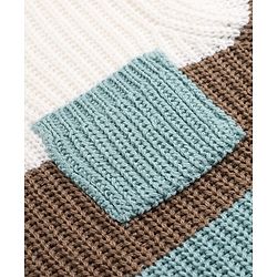 Babyhug Knit Full Sleeves Sweater & Pant Set with Color Block - Blue