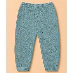 Babyhug Knit Full Sleeves Sweater & Pant Set with Color Block - Blue