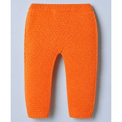 Babyhug Knit Full Sleeves Hooded Sweater & Pant Set with Cable Knit - Orange