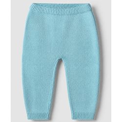 Babyhug Knit Full Sleeves Sweater & Pant Set with Argyle Embroidery - Blue