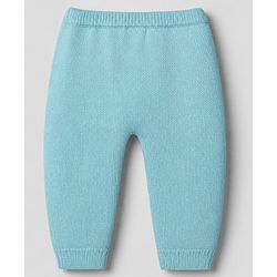 Babyhug Knit Full Sleeves Sweater & Pant Set with Argyle Embroidery - Blue