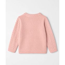 Babyhug Knit Full Sleeves Sweater and Pant Set with Cable Knit Design - Peach