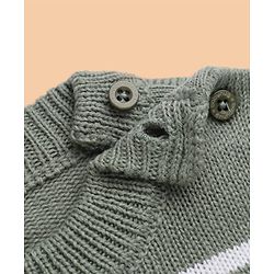 Babyhug Knit Full Sleeves Sweater and Pant Set with Stripes & Color Block - Light Blue