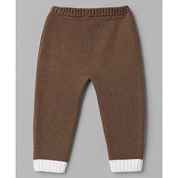 Babyhug Knit Full Sleeves Sweater and Pant Set with Cable Knit Design & Color Block - Beige &, Blue