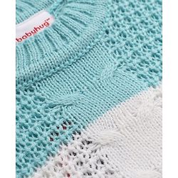 Babyhug Knit Full Sleeves Sweater and Pant Set with Cable Knit Design & Color Block - Beige &, Blue