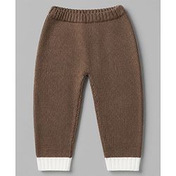 Babyhug Knit Full Sleeves Sweater and Pant Set with Cable Knit Design & Color Block - Beige &, Blue