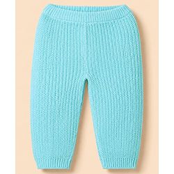 Babyhug Knit Full Sleeves Sweater and Pant Set with Color Block - Blue